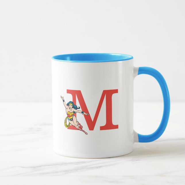 Wonder Woman Flying | Add Your Monogram Mug (Right)