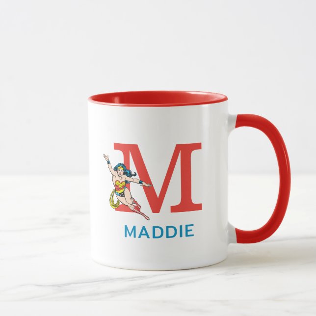 Wonder Woman Flying | Add Your Monogram & Name Mug (Right)