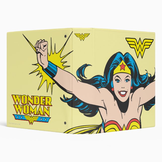 Wonder Woman Flying Forward 3 Ring Binder (Background)