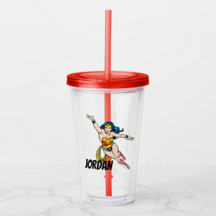 Wonder Woman Flying Forward Acrylic Tumbler