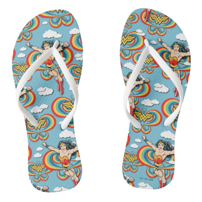 Wonder Woman Flying High Pattern Flip Flops (Footbed)