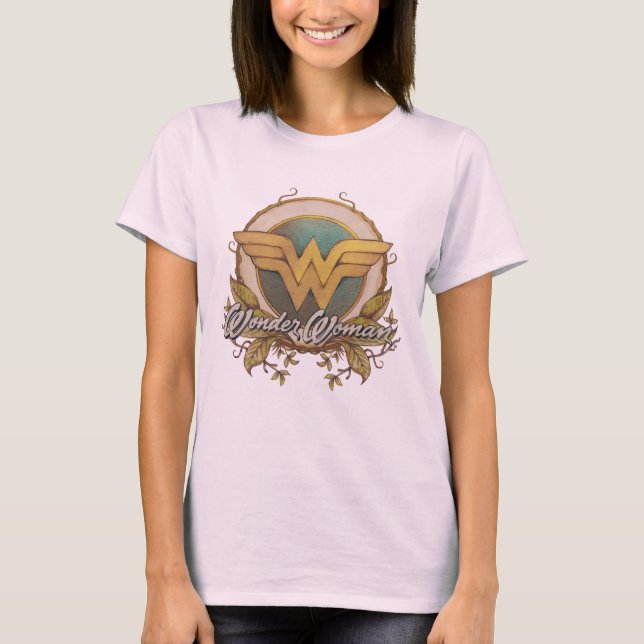 Wonder Woman Foliage Sketch Logo T-Shirt (Front)