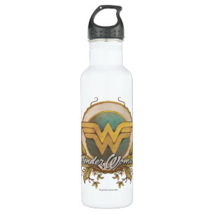 Wonder Woman Foliage Sketch Logo Water Bottle