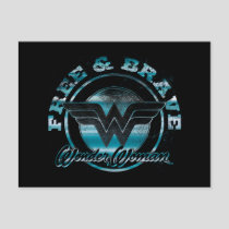 Wonder Woman Free & Brave Grunge Graphic Postcard