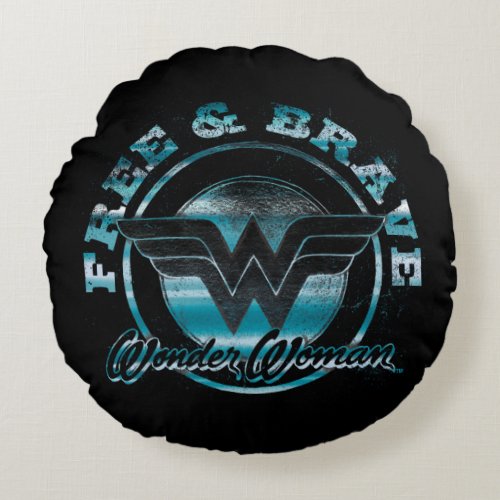 Wonder Woman Free  Brave Grunge Graphic Round Pillow