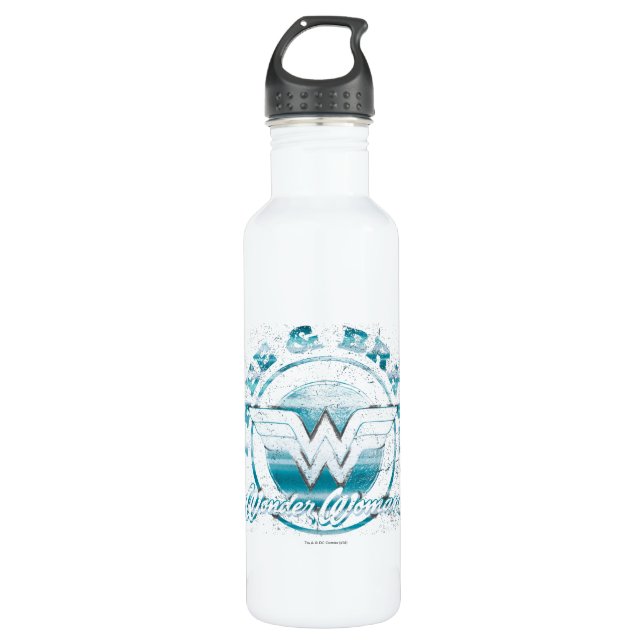 Wonder Woman Free & Brave Grunge Graphic Stainless Steel Water Bottle (Front)