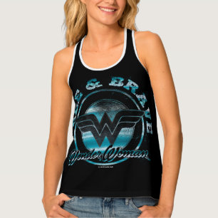 Wonder Woman Free & Brave Grunge Graphic Tank Top