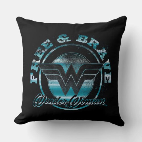 Wonder Woman Free  Brave Grunge Graphic Throw Pillow