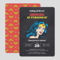 Wonder Woman Girls Chalkboard Birthday Invitation