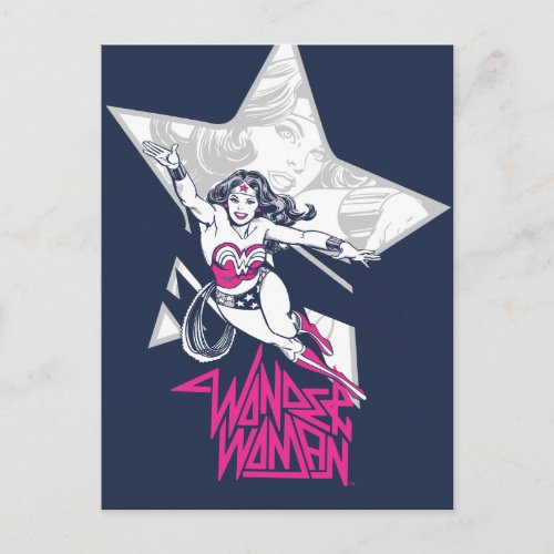 Wonder Woman Glam Rock Flying Character Graphic Postcard