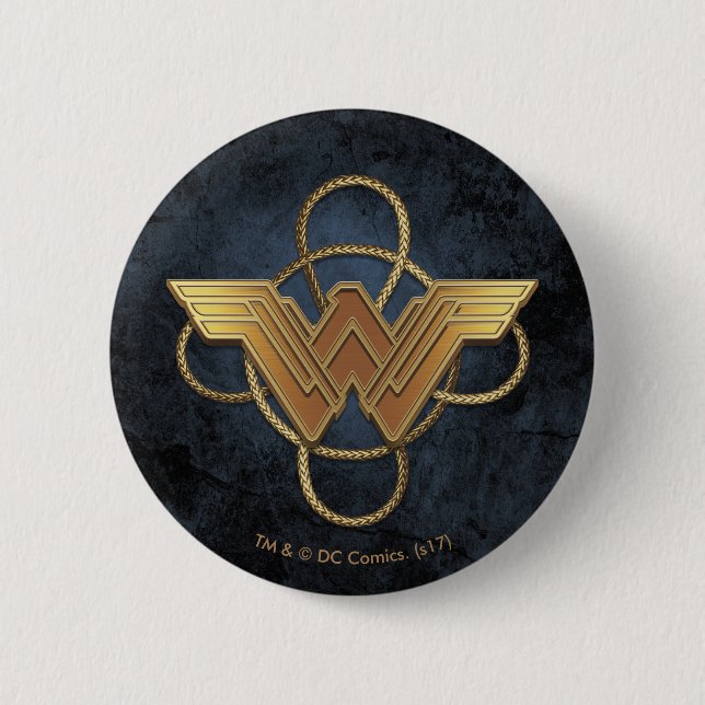 Wonder Woman Gold Symbol Over Lasso Button (Front)