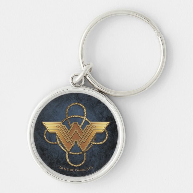 Wonder Woman Gold Symbol Over Lasso Keychain (Front)