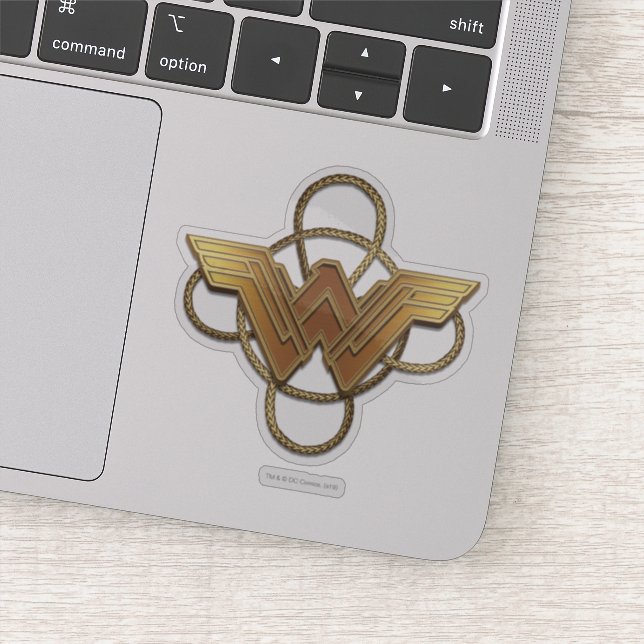 Wonder Woman Gold Symbol Over Lasso Sticker (Detail)