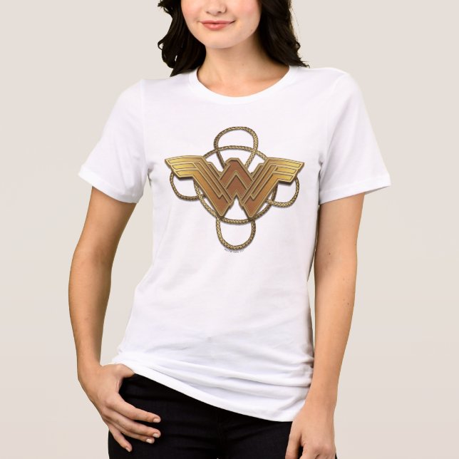 Wonder Woman Gold Symbol Over Lasso Tri-Blend Shirt (Front)