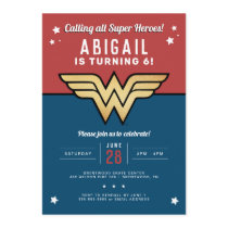Wonder Woman Golden Logo Birthday Invitation