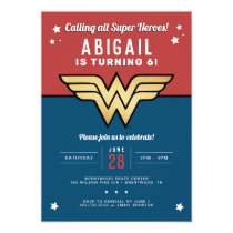 Wonder Woman Golden Logo Birthday Invitation