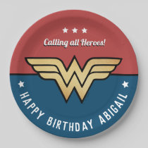 Wonder Woman Golden Logo Birthday Paper Plate