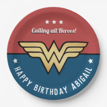 Wonder Woman Golden Logo Birthday Paper Plate