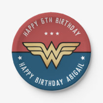 Wonder Woman Golden Logo Birthday Paper Plate