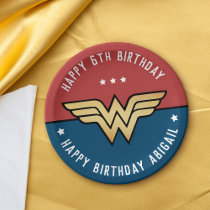 Wonder Woman Golden Logo Birthday Paper Plate