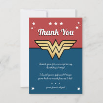 Wonder Woman Golden Logo Birthday Thank You Invitation