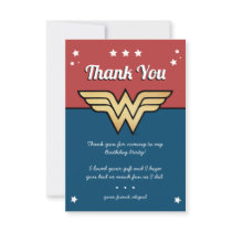 Wonder Woman Golden Logo Birthday Thank You Invitation