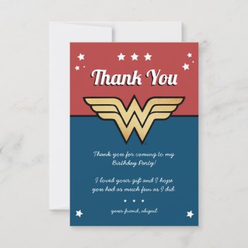 Wonder Woman Golden Logo Birthday Thank You Invitation by wonderwoman at Zazzle