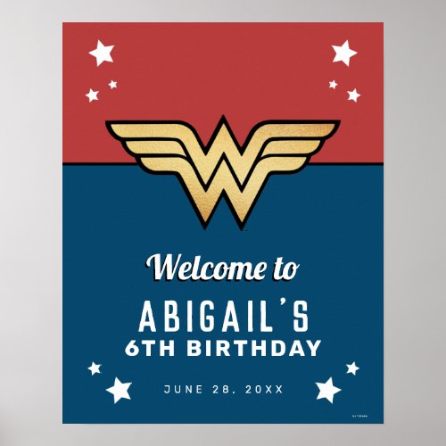 Wonder Woman Golden Logo Birthday Welcome Sign