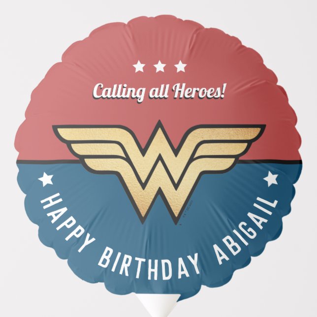 Wonder Woman Golden Logo | Happy Birthday Balloon (Front)