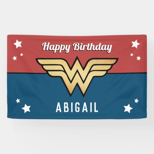 Wonder Woman Golden Logo  Happy Birthday Banner