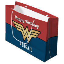Wonder Woman Golden Logo | Happy Birthday  Large Gift Bag
