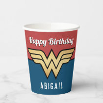 Wonder Woman Golden Logo | Happy Birthday Paper Cups