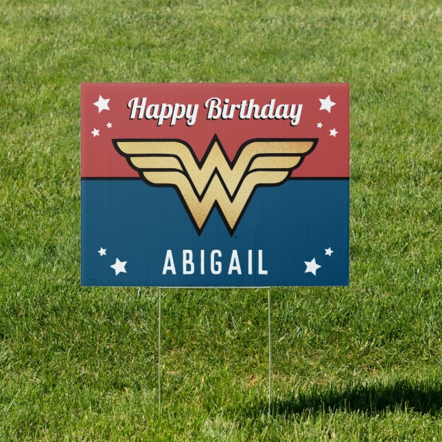 Wonder Woman Golden Logo | Happy Birthday Sign (Insitu)