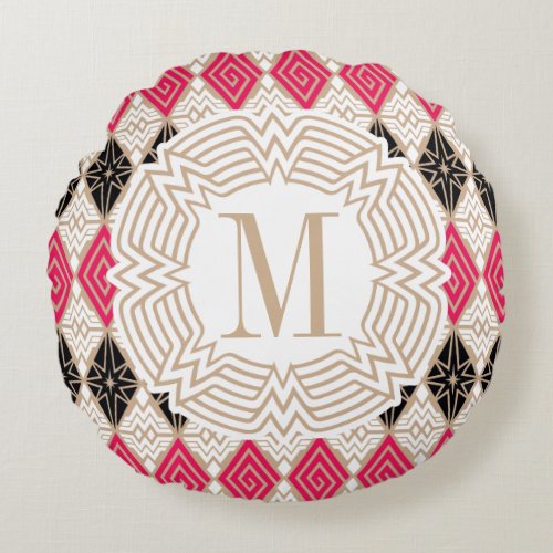 Wonder Woman Greek Pattern Round Pillow