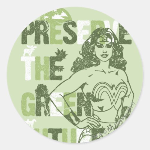 Wonder Woman Green Future Classic Round Sticker