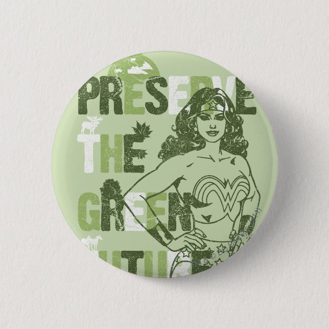 Wonder Woman Green Future Pinback Button (Front)