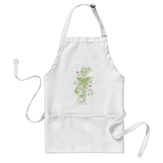 Wonder Woman Green Swirls Logo Adult Apron (Front)
