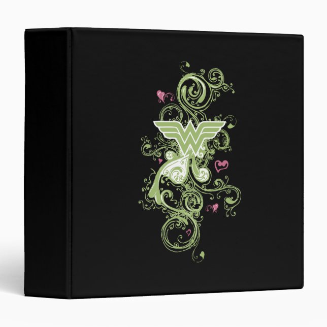 Wonder Woman Green Swirls Logo Binder (Front/Spine)
