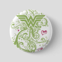 Wonder Woman Green Swirls Logo Button