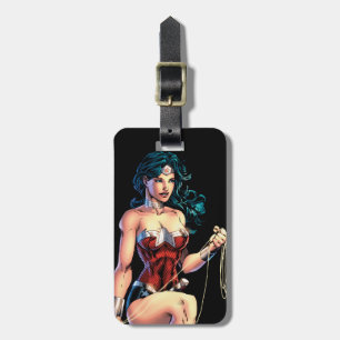 Wonder Woman Gripping Lasso Atop Rock Luggage Tag