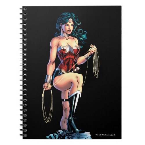Wonder Woman Gripping Lasso Atop Rock Notebook