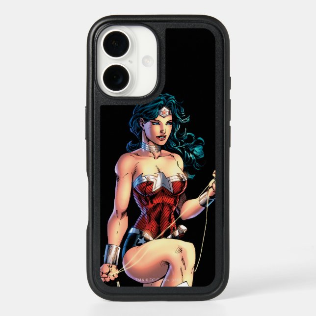Wonder Woman Gripping Lasso Atop Rock Otterbox iPhone Case (Back)