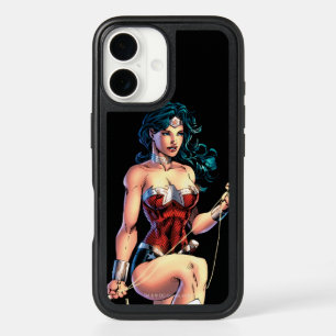 Wonder Woman Gripping Lasso Atop Rock iPhone 16 Case