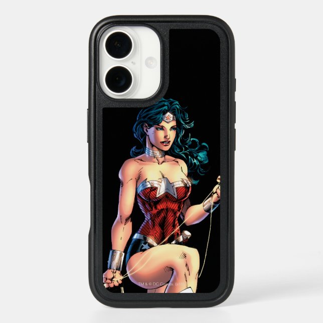 Wonder Woman Gripping Lasso Atop Rock Otterbox iPhone Case (Back)