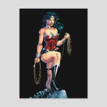 Wonder Woman Gripping Lasso Atop Rock Postcard