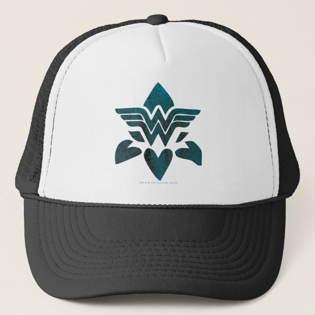 Wonder Woman Grunge Logo Trucker Hat (Front)