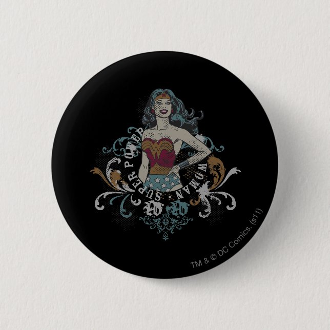 Wonder Woman Halftone Pinback Button (Front)
