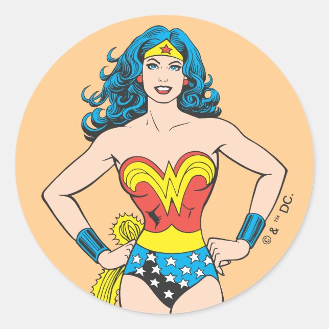 Wonder Woman Hands on Hips Classic Round Sticker (Front)