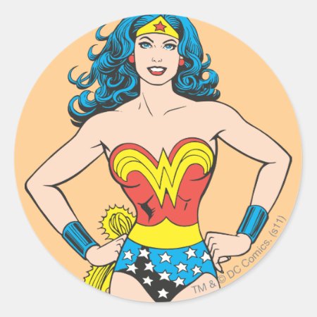 Wonder Woman Hands On Hips Classic Round Sticker