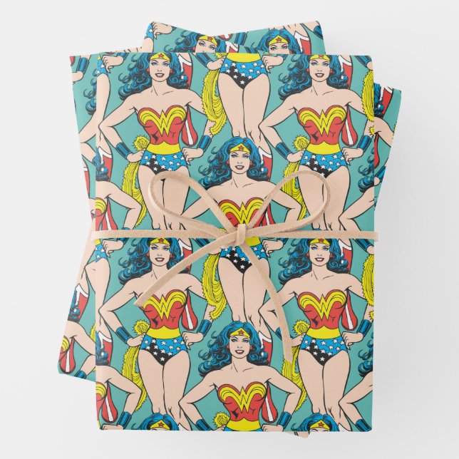 Wonder Woman Hands on Hips Wrapping Paper Sheets (In situ)